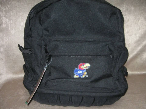 Kansas Jayhawks NCAA Officially Licenesed Travel Backpack. Black. NEW w/tags Cover