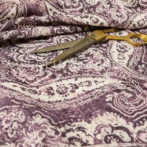Vintage Damask Pattern Design Purple Velvet Upholstery Curtain Furnishing Fabric - Picture 1 of 5