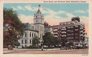MANHATTAN KANSAS COURT HOUSE & WAREHAM HOTEL POSTKARTE - Bild 1 von 2