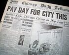 Best Chicago Gangland War Al Scarface Capone Era Prohibition 1930 old Newspaper 