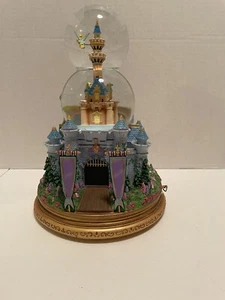 Disney Tinkerbell Castle Rotating Music Double Bubble Water Snow Globe - Picture 1 of 4