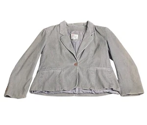 Vintage Kathy Davis Blazer Jacket Womens 14 Gray Corduroy Grunge Y2K 90s Flaw - Picture 1 of 23