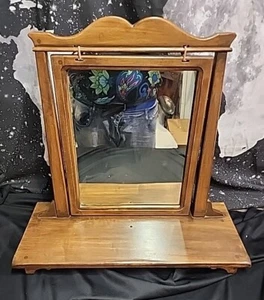 Shaving Mirror Hanging 21" X 21" X 8.5" Wooden Tabletop Vintage - Picture 1 of 17