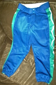 PANTALONES DE SOFTBOL PEQUEÑOS PARA MUJER NUEVOS Royal azul verde y blanco tobillos elásticos - Imagen 1 de 2