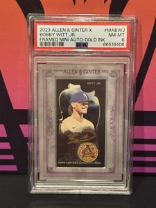 2023 Topps Allen & Ginter X Framed Mini Gold Ink Auto Bobby Witt Jr. 2/5 PSA 8 - Picture 1 of 2