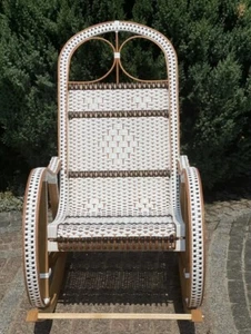 Korb Rattan Schaukelstuhl Terrassenstuhl Korb Outdoor Lounge Stuhl Zigarre Lounge - Bild 1 von 6
