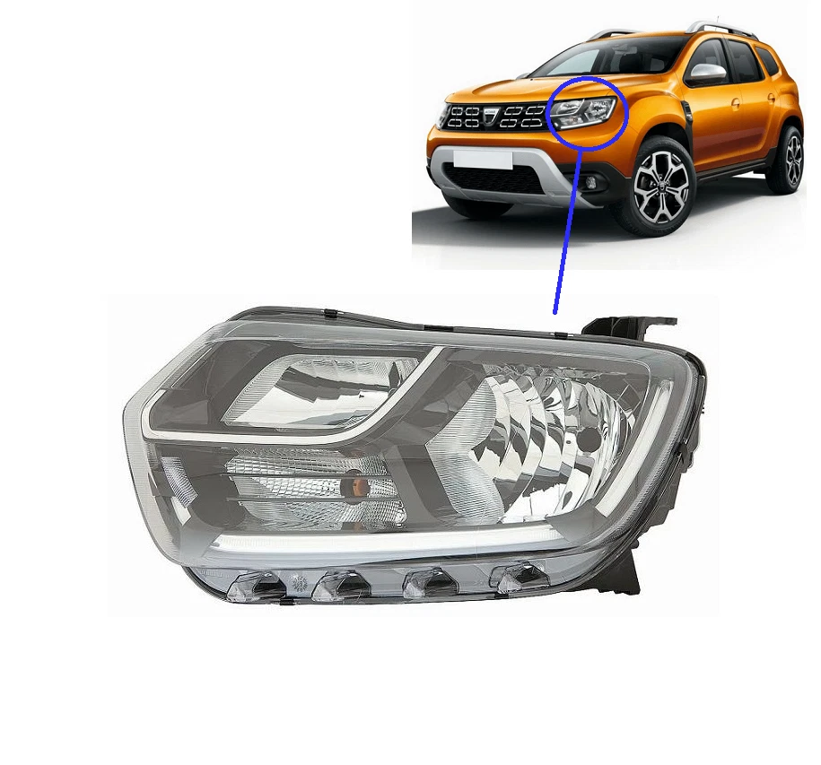 Dacia Duster 2018> Front Headlight Left with Light Daytime LED H7 H1 - Image 1 of 1
