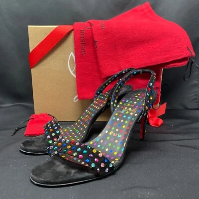 Christian Louboutin Gamuza Lunares Sandalias Tacones Sin Marylin 85MM 38 Foto 1 de 4