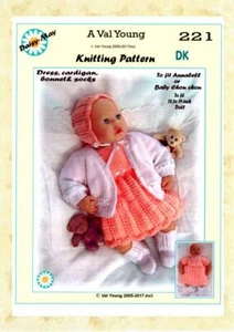 Dolls knitting pattern Annabell No 221 17"-19" doll DK By Daisy May.