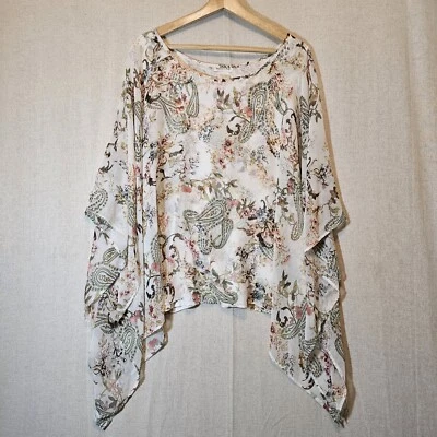 Poncho para mujer Monroe & Main estampado transparente sin mangas floral cachemira 3XL Foto 1 de 4