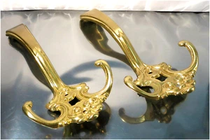 Vintage Art Deco Brass Hanger Door  Wall Hat Clothes Coat Hook - Picture 1 of 4