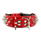 Spiked Rivet Studded Dog Collar PU Leather Adjustable for Medium Large Dogs S-XL