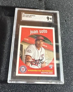 2018 Topps Archives rookie #73 Juan Soto (RC) SGC 9 facsimile auto NY Yankees - Picture 1 of 2