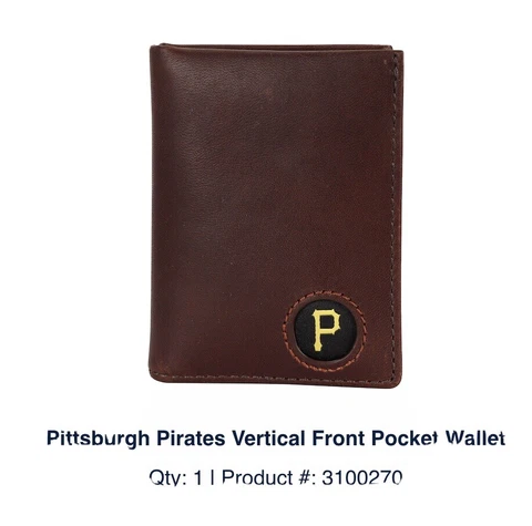 pittsburgh pirates genuine  leather wallet In Gift Box Cover