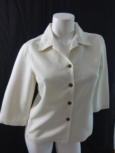 OFF WHITE HAVANA JACKS CAFE DONNA GIACCA CON BOTTONI MISTO RAYON BIANCO SPORCO TAGLIA S