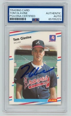 Tarjeta de novato Fleer 1988 firmada por Tom Glavine Atlanta Braves #539 PSA AUTO 705223 Foto 1 de 2