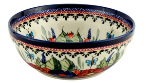 Insalatiera e cereali in ceramica polacca diametro 6,5" fatta a mano da Zaklady Boleslawiec - Foto 1 di 5