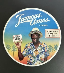 VTG ORIGINAL RARE WALLY AMOS FAMOUS AMOS ROUND COOKIE TIN 1975 - Picture 1 of 10