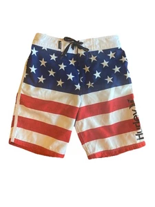 Hurley Swim Trunks Boys 7 USA Flag Board Shorts Beach Pool Casual Kids - Picture 1 of 5