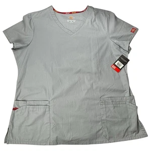 Dickies Women's EDS V-Neck Scrub Top gray 2XL NWT - Picture 1 of 9