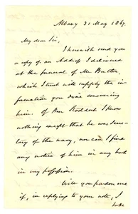 1867 ALS Albany NY solicitud de autógrafo y dirección funeraria mencionada - W.B. Sprague - Imagen 1 de 2
