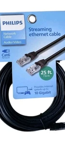 New Philips Cat6 25' Ethernet Networking Cable 10 gig Streaming Internet Cable - Picture 1 of 6