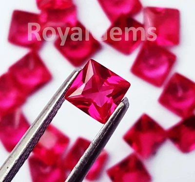 Natural Ruby Lot 5.00 MM 20 Pieces Square Shape Certified Loose Gemstone - Image 1 of 4