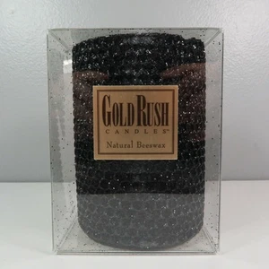 Gold Rush Pillar Candle Natural Beeswax Black Onyx 4" Made In USA - Picture 1 of 9
