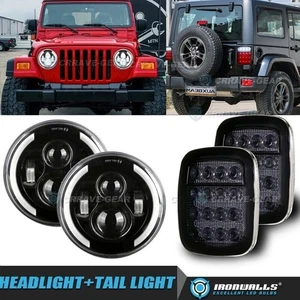 7" INCH LED Headlights Hi-Lo DRL +Tail Brake Lights for Jeep Wrangler TJ CJ - Bild 1 von 12