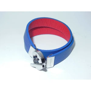 Nuevo* Pulsera Montblanc Wrap Me Cayenne/Azul Acero y Cuero Doble Cara Talla 58 - Imagen 1 de 3