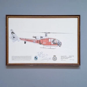 Squadron Prints Gazelle HT.2 SIGNED 705 Naval Air Squadron Culdrose FRAMED - Foto 1 di 9