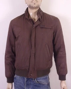 vintage 80s Members Only by Europe Craft Solid Brown Puffer Jacket Biker Zip 38 - Picture 1 of 6