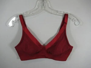 Olga Satin Edge Wirefree 2-Ply Bra 36C Red Wireless 30589 - Picture 1 of 6