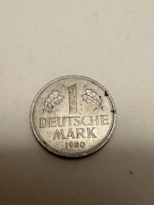 World Coins - Germany 1 Mark 1980 J Coin KM# 110 - Picture 1 of 2