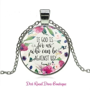 Collar versículo cristiano "Si Dios está por nosotros, que puede estar contra nosotros" Romanos 8:31 - Imagen 1 de 2