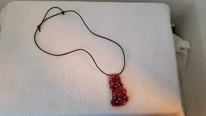 UNIQUE BEADED CLUSTER NECKLACE RED BEADS HANDMADE - Picture 1 of 5