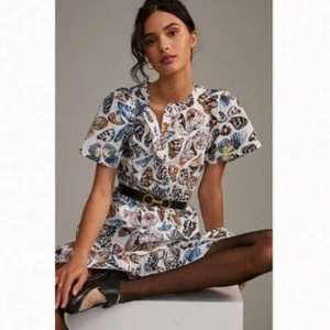 Mini Vestido Anthropologie Maeve Somerset de Algodón en Marfil Mariposa X-Pequeño Pequeño - Imagen 1 de 6