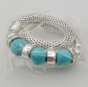 Avon 2016 Energy Bead Mesh Bracelet Turquoise Bead & Rhinestones New in Box Aqua - Picture 1 of 5