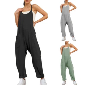New Women's Ladies Strappy Hot Shot Jumpsuit Casual Playsuit Overalls Summer - Picture 1 of 25