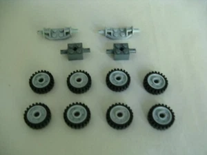 LEGO LOT of (8) LIGHT BLUEISH GRAY HUBS (56902) & TIRES (3483) w/ (4) AXLES - Picture 1 of 2