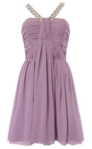 New Lipsy UK 12 Lilac Purple Embellished Grecian Drape Style Dress Party/Evening