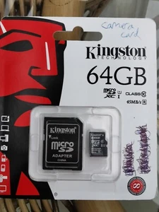 Kingston Micro SD Card with adapter. Class 10 64GB - Picture 1 of 1