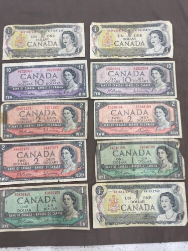 10 Pc. 31.00 Fv Canada Paper Money Group!