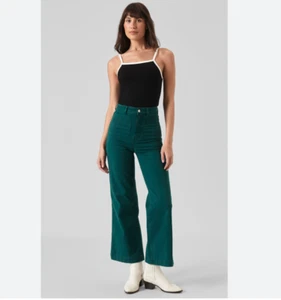 Rolla's Sailor Jean in Emerald High Rise Wide Leg Jeans Size 26 NWT - Picture 1 of 7