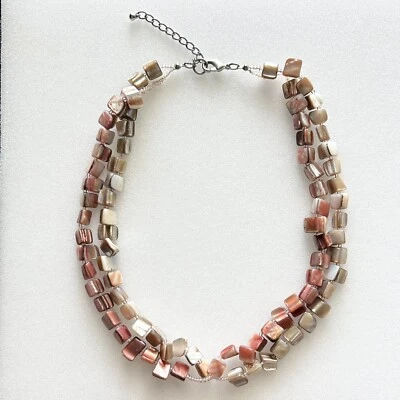 MOTHER OF PEARL Abalone Double Strand Necklace 18” Extendable - Image 1 of 4
