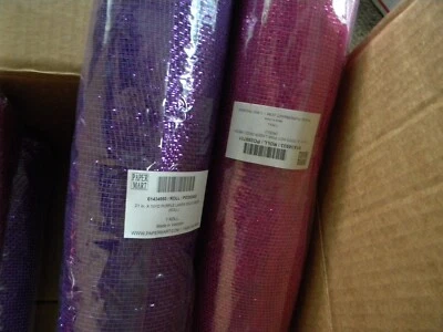 Lot of 6 Rolls Deco Mesh 21" x 10 yard Laser Deco Mesh pink purple plum Lavender - Image 1 of 4