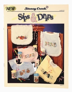 SIPS & DRIPS Baby ~ 6 Designs ~ Stoney Creek Collection Cross Stitch Book 68 - Picture 1 of 1