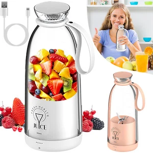 500ML Portable Fruit Blender Electric Rechargeable Juice Cup Fruit Mixer 6 Blade - Picture 1 of 19