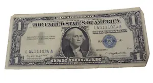 1957 Silver Certificate 1 Blue Seal Dollar Bills Serial Number Coolness 95.1% - Picture 1 of 10