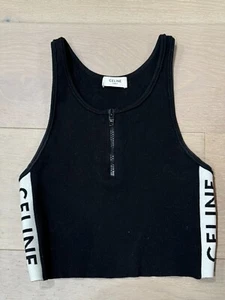 Celine Paris Black Knit Zipped Crop Top Size S NWOT - Picture 1 of 4